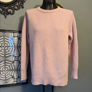 L.L. Bean Pale Pink Ribbed Crewneck Sweater